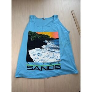 Sun Hawaii Black Sands Beach Tank Top Mens‎ Blue Graphic Round Neck Pullover